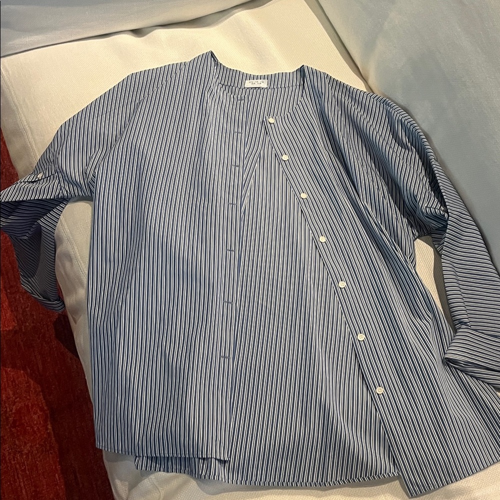 Akris Punto Blue Striped Button Down Shirt